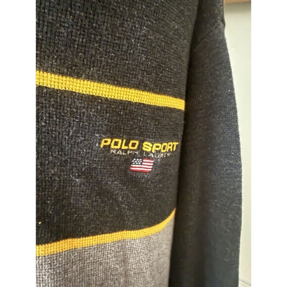 Polo Sport Ralph Lauren Men’s Sweater Gray And Yellow Size L - Picture 5 of 6